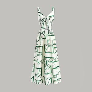 Sancia Green & White front tie camis and maxi skirt Patterned Skirt Set  Medium